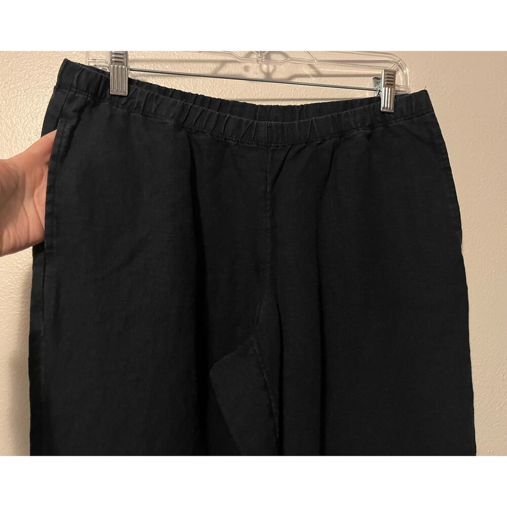 J Jill 100% Linen Stretch Crop Pants Women’s Small Petite Blue Pull-On Wide Leg - Picture 2 of 11